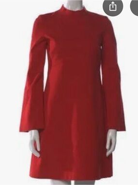 💄Akris Punto Lipstick Red Long-Sleeve Dress